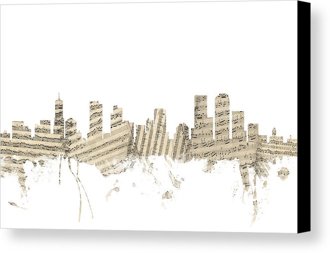 661x507 Denver Colorado Skyline Sheet Music Cityscape Canvas Print - Denver Skyline Sketch