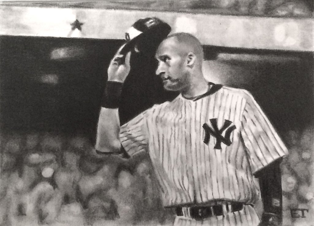 1024x737 Derek Jeter Farewell Game Yankees Sketch Card By Avintagedreamer - Derek Jeter Sketch