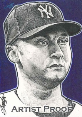 279x399 Derek Jeter Leaf Artist Proof Sketch Card - Derek Jeter Sketch