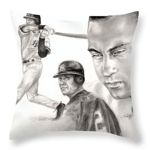500x500 Derek Jeter Throw Pillow For Sale By Kathleen Kelly Thompson - Derek Jeter Sketch