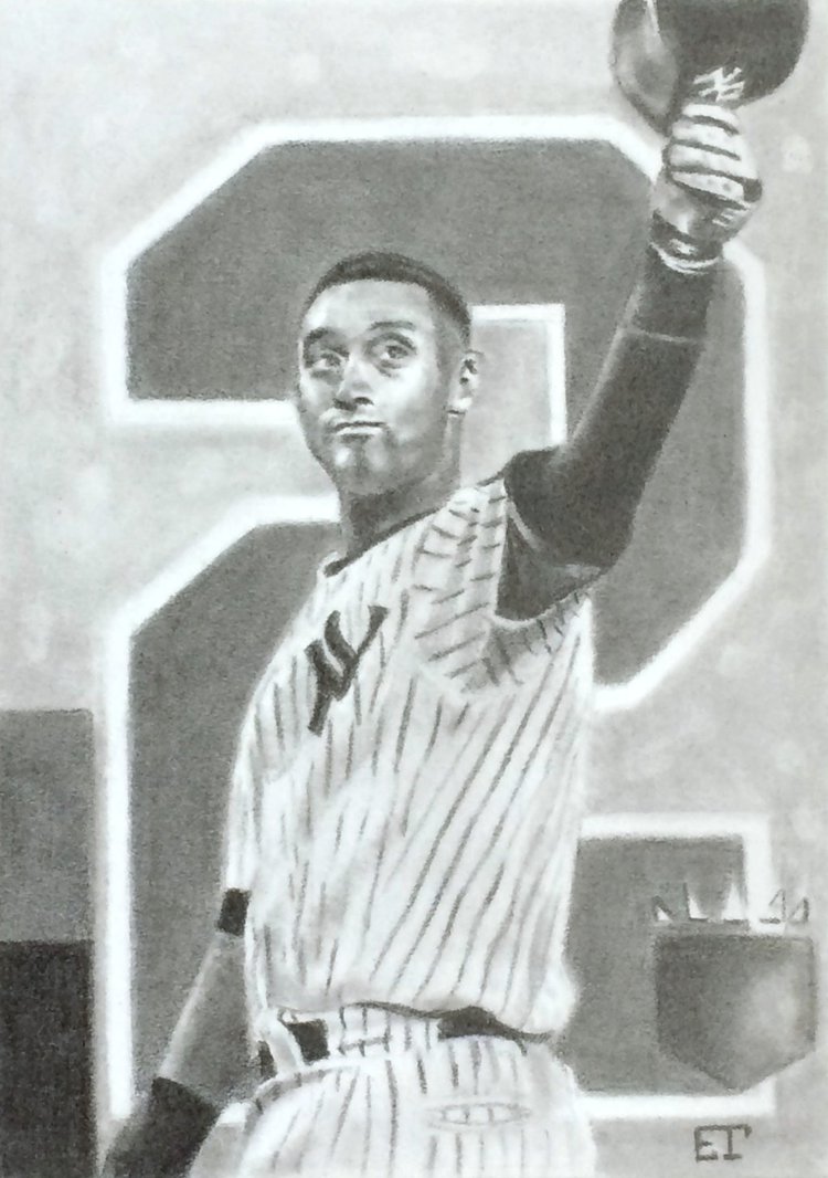 750x1066 Derek Jeter Yankees Baseball Sketch Card By Avintagedreamer On - Derek Jeter Sketch