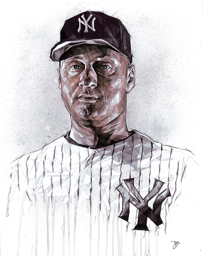 672x850 Espn Derek Jeter Dave Merrell Artwork - Derek Jeter Sketch