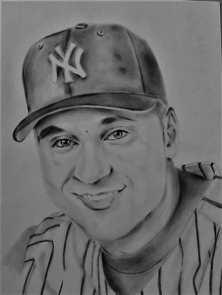 755x1000 Portrait Of Derek Jeter By Tmac1965 On Stars Portraits - Derek Jeter Sketch