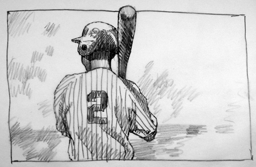 500x327 Richard Solomon Artists Representative C.f. Payne Celebrates - Derek Jeter Sketch