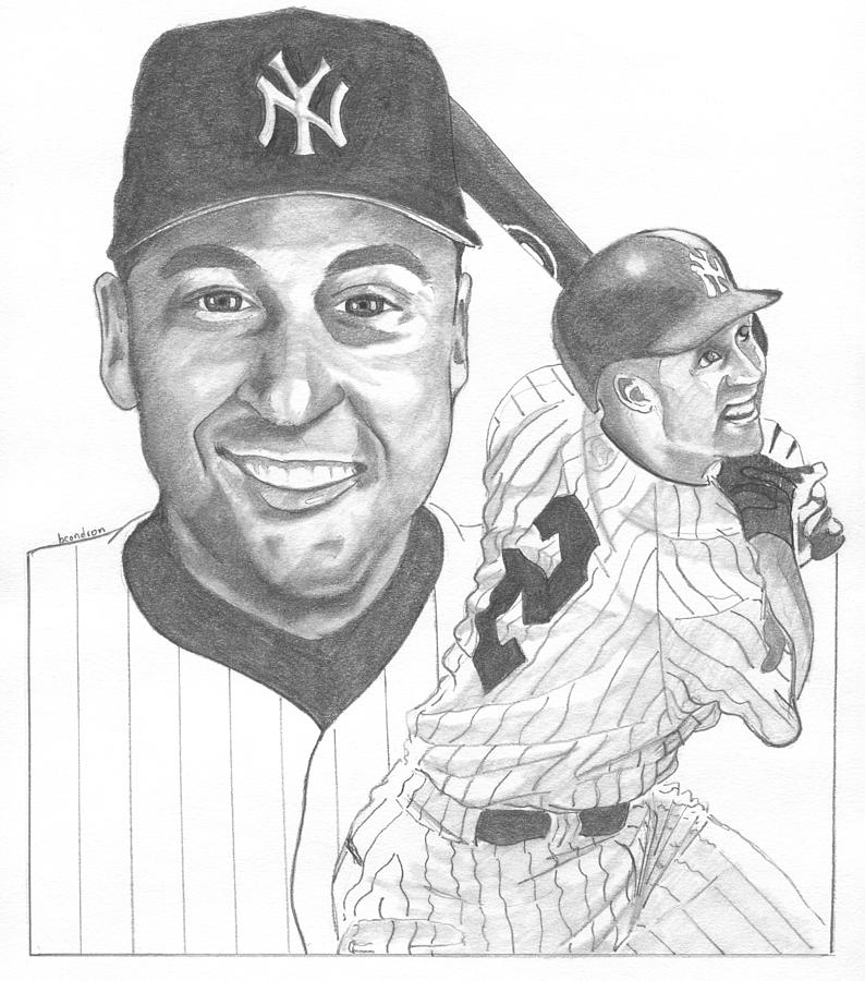 794x900 Derek Jeter Drawing By Brian Condron - Derek Jeter Sketch