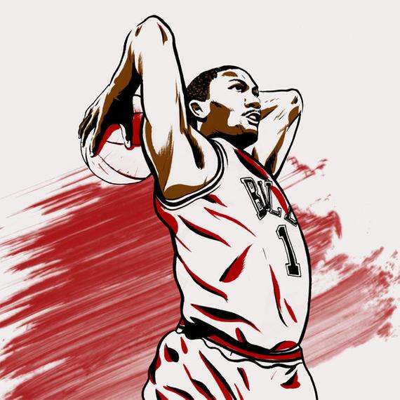 570x570 Derrick Rose Chicago Bulls Nba Illustrated Print Limited Etsy - Derrick Rose Sketch