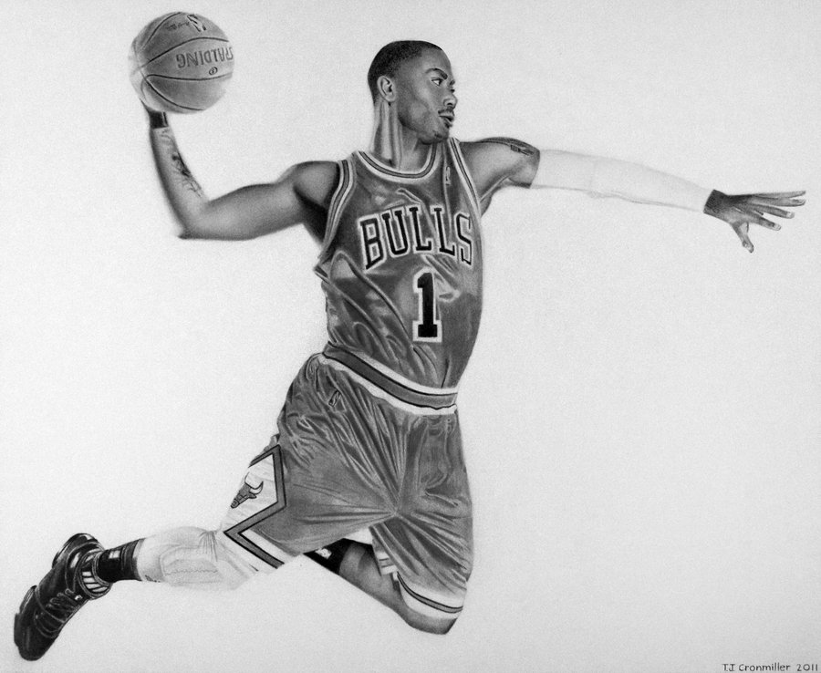 900x738 Derrick Rose Drawing By Rollingboxes - Derrick Rose Sketch