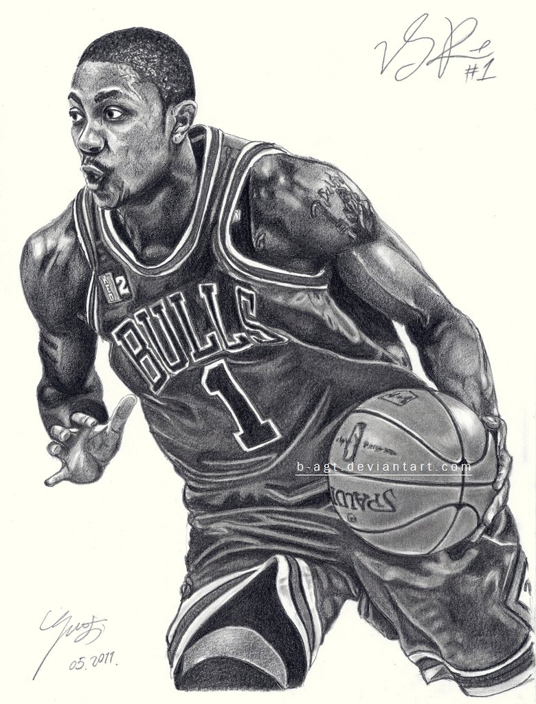 780x1024 Derrick Rose By B Agt - Derrick Rose Sketch