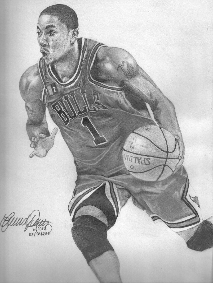900x1193 Derrick Rose By Gerd324 ~ Traditional Pencil Art - Derrick Rose Sketch