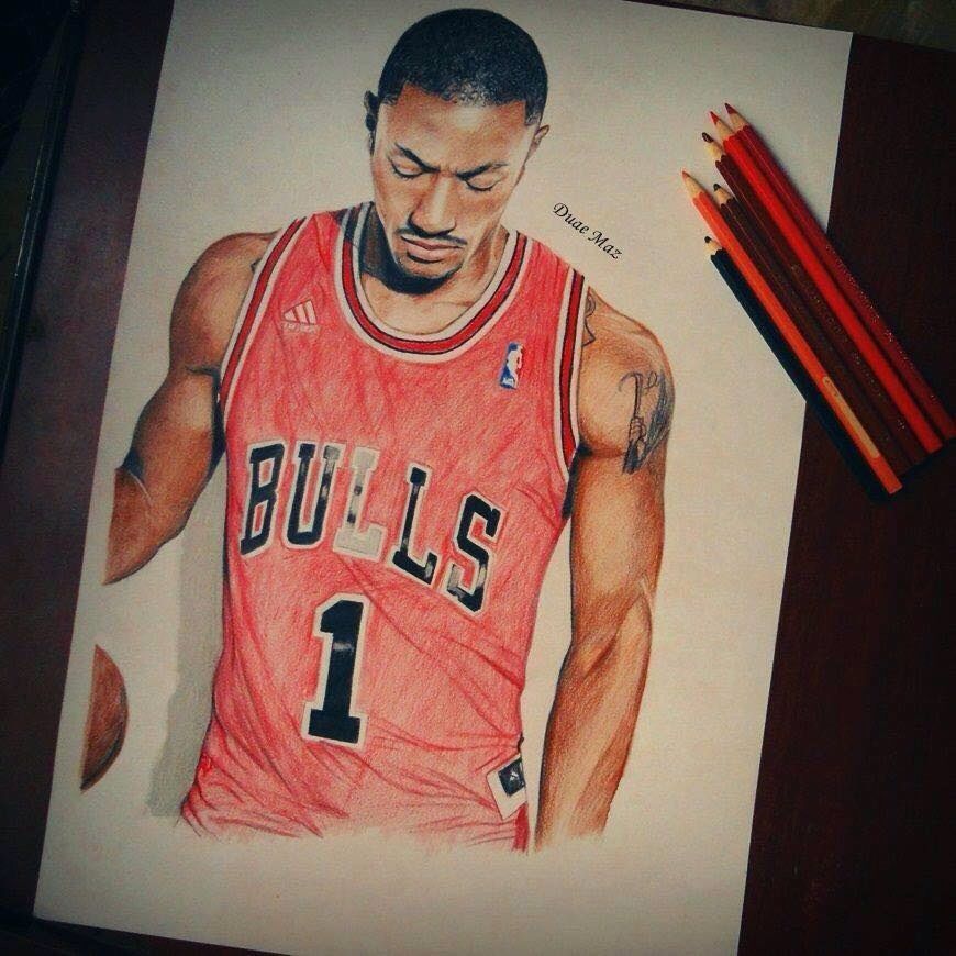 870x870 Derrick Rose Drawing The Biggest Love Basketball! - Derrick Rose Sketch