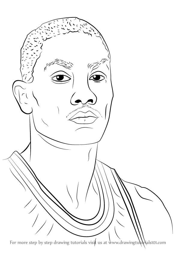 596x842 Learn How To Draw Derrick Rose (Basketball Players) Step By Step - Derrick Rose Sketch