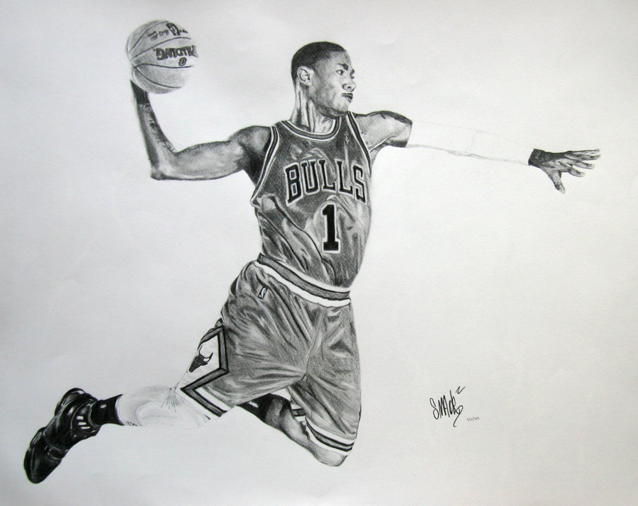 900x714 Derrick Rose Dunk Art Heat631 - Derrick Sketch