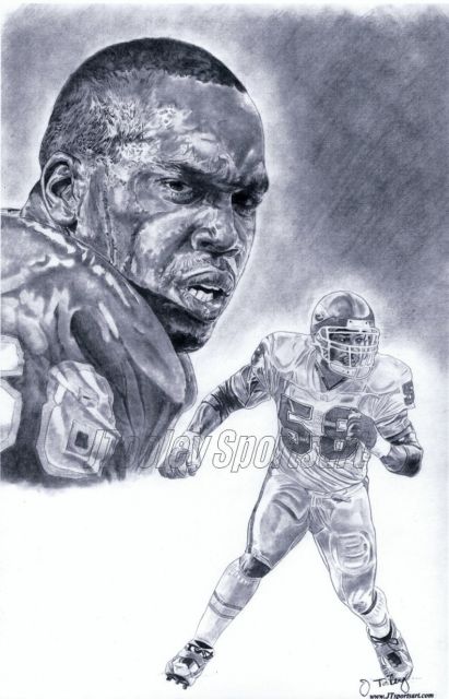 411x640 Derrick Thomas Of Kansas City Chiefs Art Sketch Drawing - Derrick Sketch