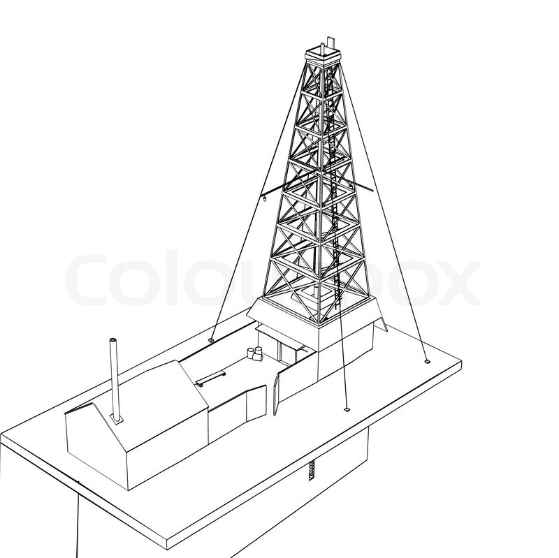 800x799 Oil Derrick Sketch Stock Vector Colourbox - Derrick Sketch
