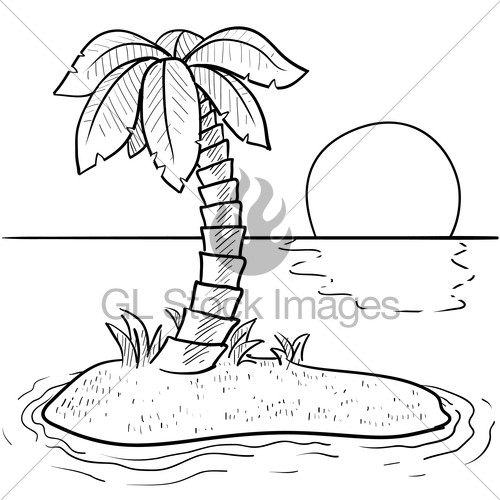 500x500 Desert Island Sketch Gl Stock Images - Desert Island Sketch