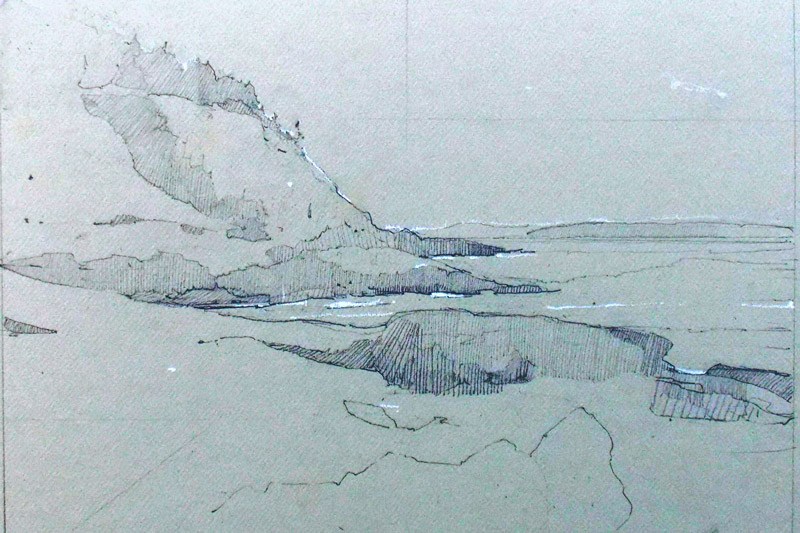 800x533 Evening Drawing, Near Great Head, Mount Desert Island Robert - Desert Island Sketch