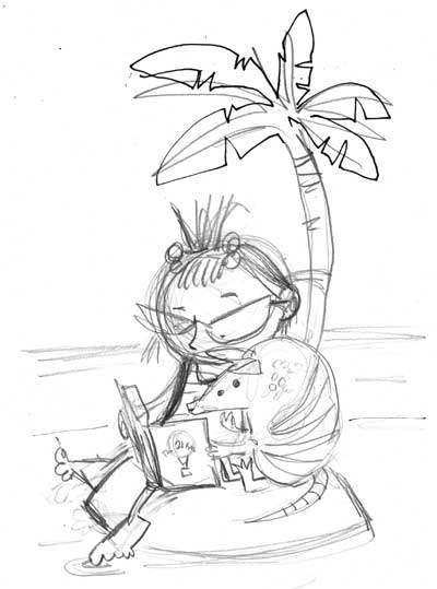 400x539 On A Desert Island With An Armadillo And A Book Jabberworks - Desert Island Sketch