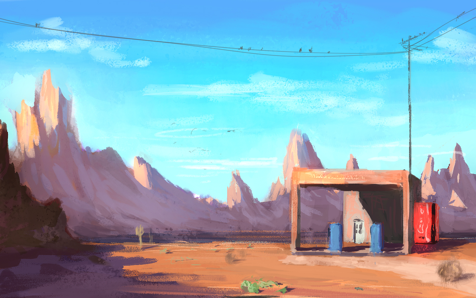 1613x1012 Desert Sketch By Kittenbombs1 On Newgrounds - Desert Sketch