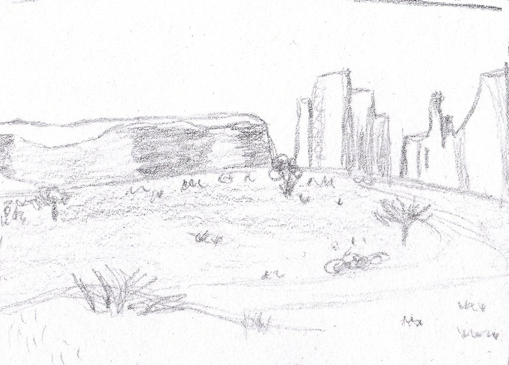 1024x736 Desert Sketch By Shadowwolfox - Desert Sketch