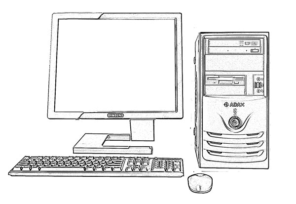 Desktop Computer Sketch at PaintingValley.com | Explore collection of ...