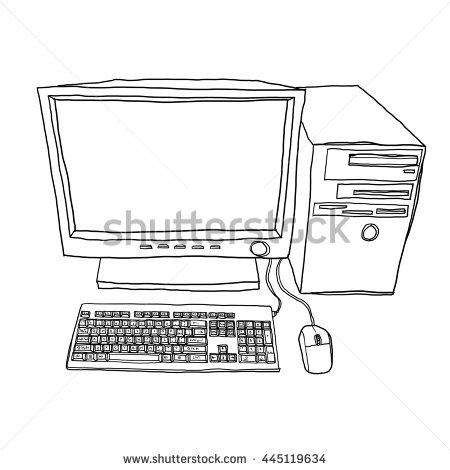 450x470 Keyboard Desktop Computer Sketch Drawing Pictures Www - Desktop Computer Sketch