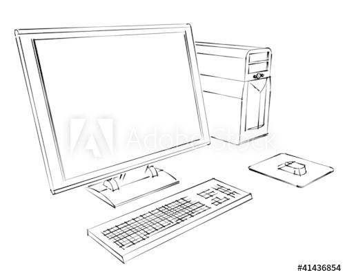 500x398 Desktop Computer Abstract Sketch - Desktop Computer Sketch