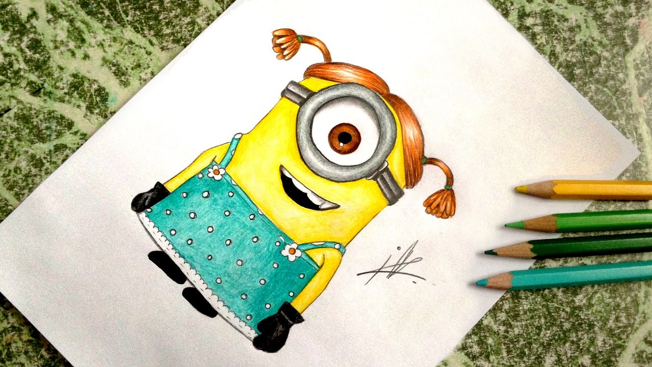 1280x720 Drawing A Minion Girl From Despicable Me 2 - Despicable Me 2 Sketch