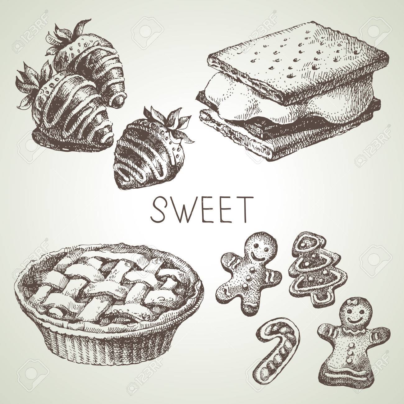 1300x1300 Drawn Dessert Sweet - Dessert Sketch