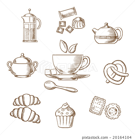 450x468 Tea And Dessert Pastry Sketch - Dessert Sketch