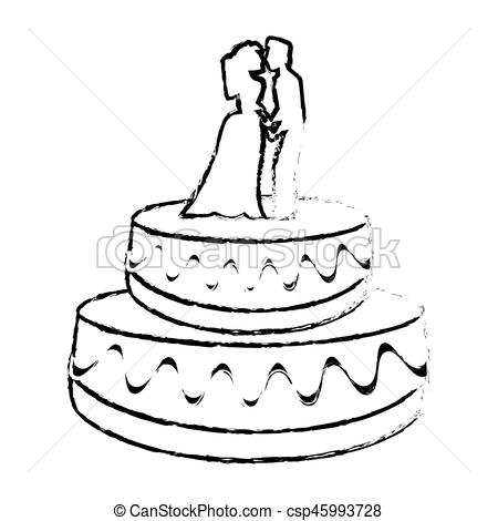 450x470 Wedding Cake Couple Dessert Sketch Vector Illustration Eps 10. - Dessert Sketch