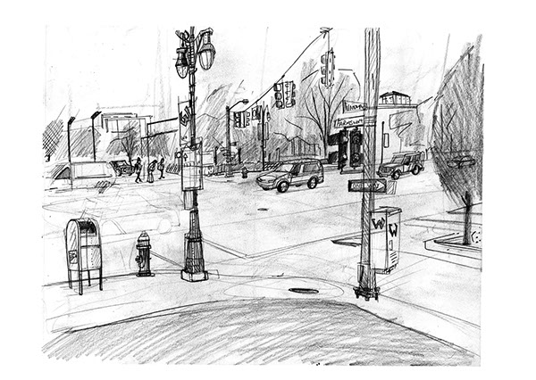 600x426 Detroit Intersection Sketches On Behance - Detroit Sketch