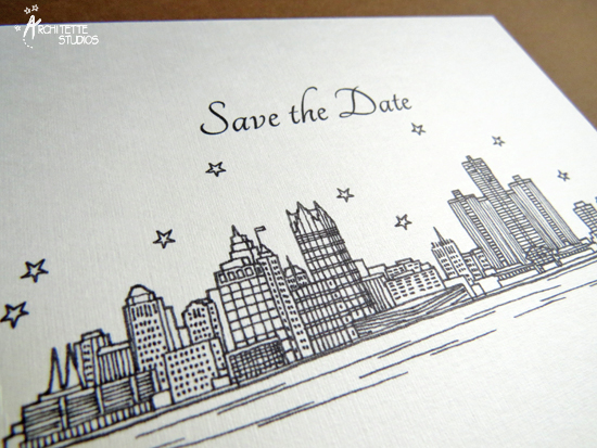 550x413 Detroit Skyline Save The Dates - Detroit Sketch