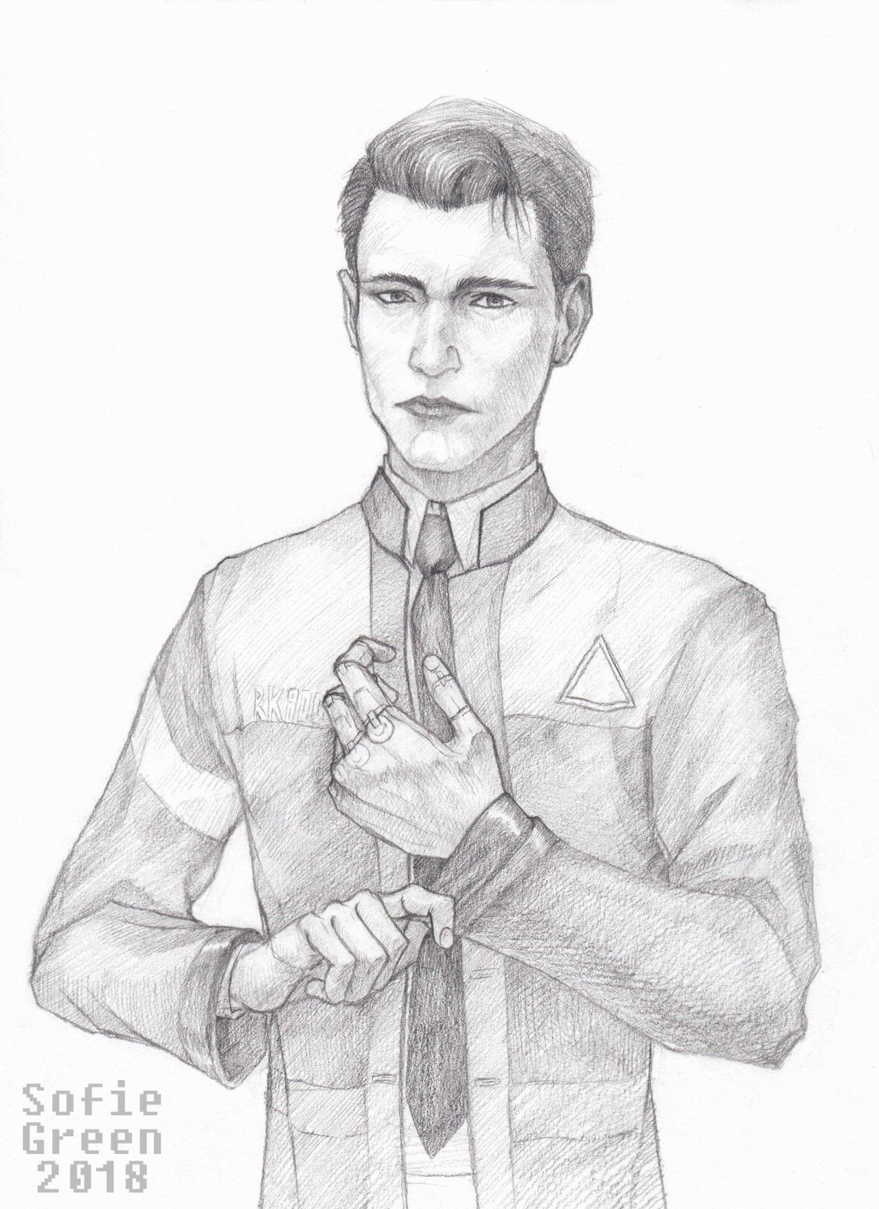 1280x1760 Detroit Become Human Connor Sketch By Sofie Green Art Mix - Detroit Sketch