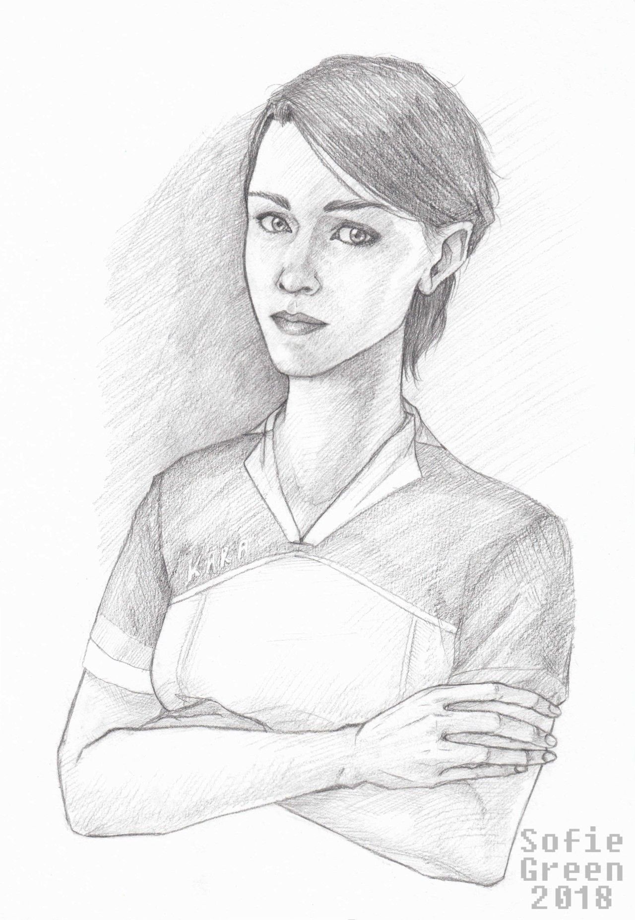 1280x1854 Detroit Become Human Kara Sketch By Sofie Green Art Mix - Detroit Sketch