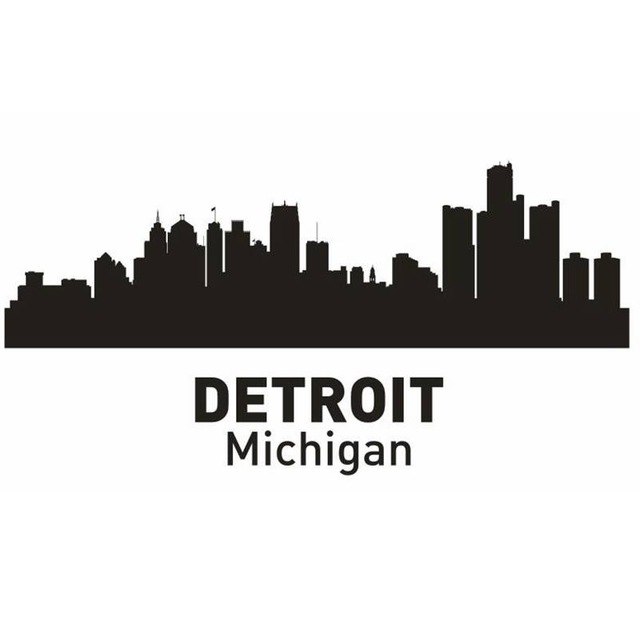 640x640 Detroit City Decal Landmark Skyline Wall Stickers Sketch Decals - Detroit Sketch