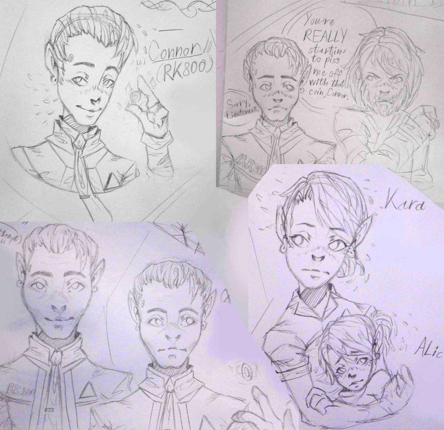 908x879 Detroit Become Human (Sketch Compilation) By Hetaliaandfnaflover - Detroit Sketch