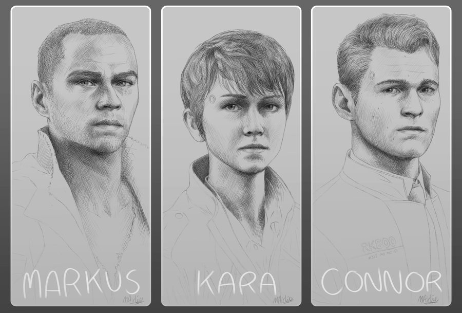 900x609 Detroit Become Human Sketches By Atarial - Detroit Sketch