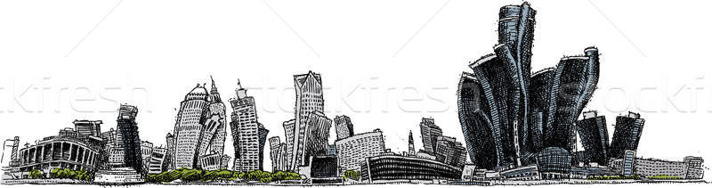 Detroit Skyline Sketch