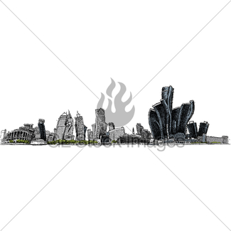 325x325 Detroit Skyline Gl Stock Images - Detroit Skyline Sketch