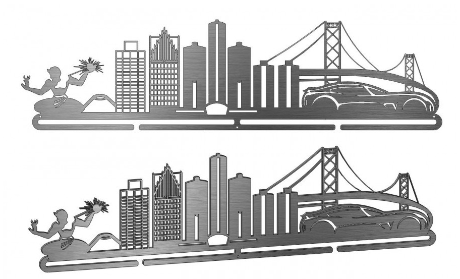 912x553 Detroit Runner. Allied Medal Displays Detroit. - Detroit Skyline Sketch