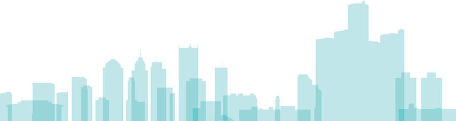 899x240 Sketch Illustration Of The Skyline Of Detroit, Michigan, Usa - Detroit Skyline Sketch