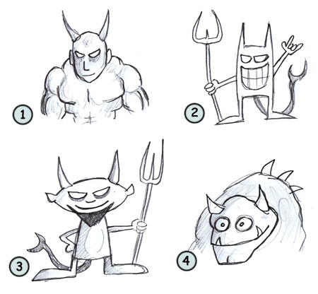450x416 Drawing A Cartoon Devil - Devil Horns Sketch