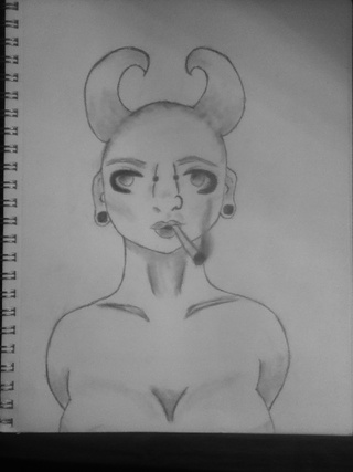 320x427 Devil Drawings On Paigeeworld. Pictures Of Devil - Devil Horns Sketch