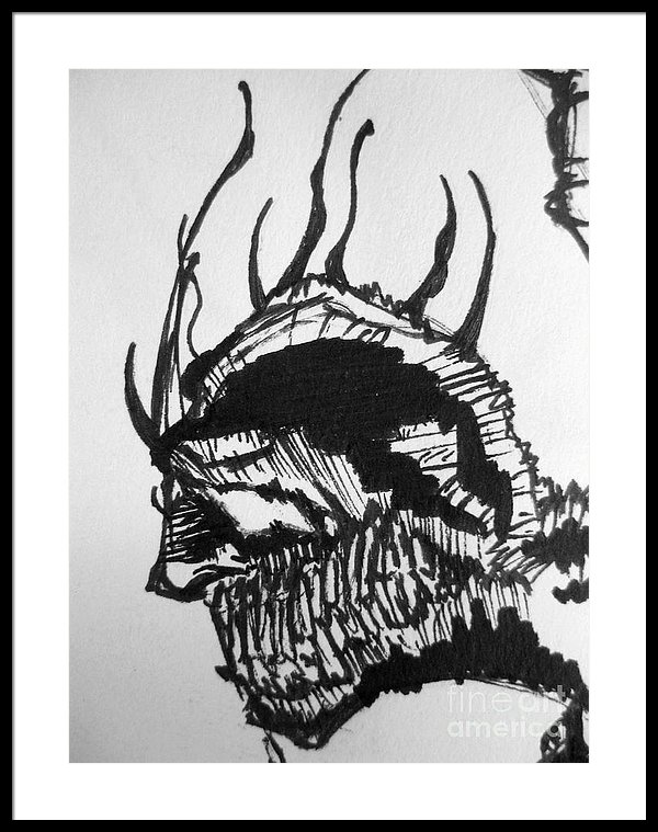 600x759 Devil Sketch Framed Print By Ryan Mason - Devil Sketch