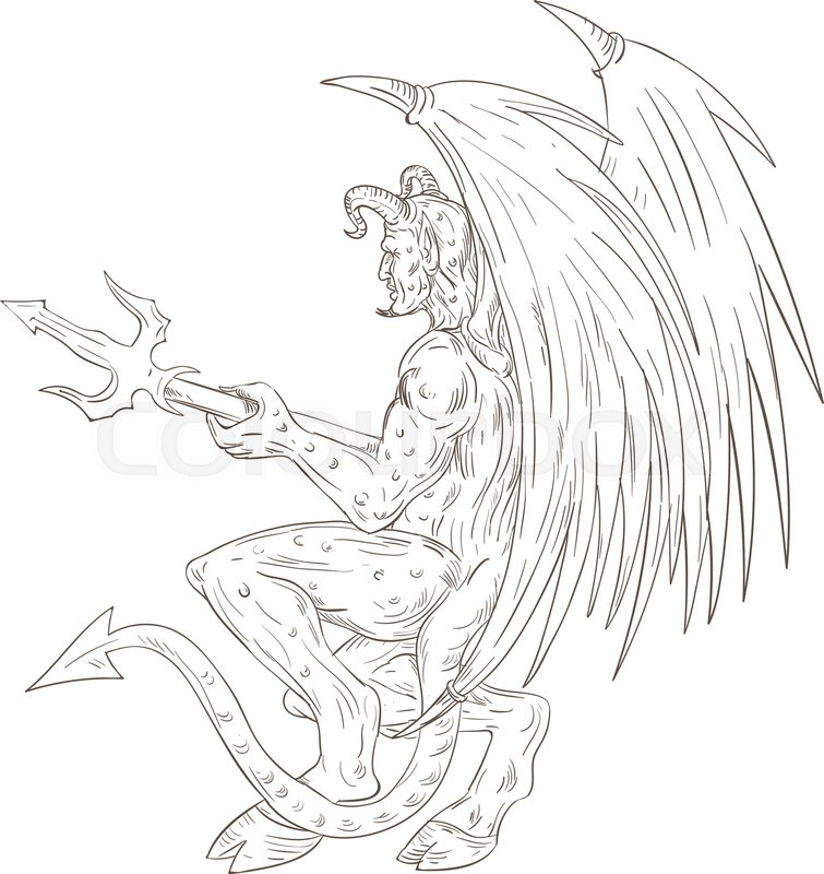 755x800 Drawing Sketch Style Illustration Of A Demon, Satan, Devil Or - Devil Sketch