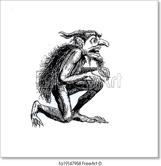 561x581 Free Art Print Of Devil, Tattoo Sketch Illustration. Handmade - Devil Sketch