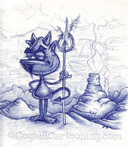 434x500 Fun Cartoon Devil Sketch - Devil Sketch