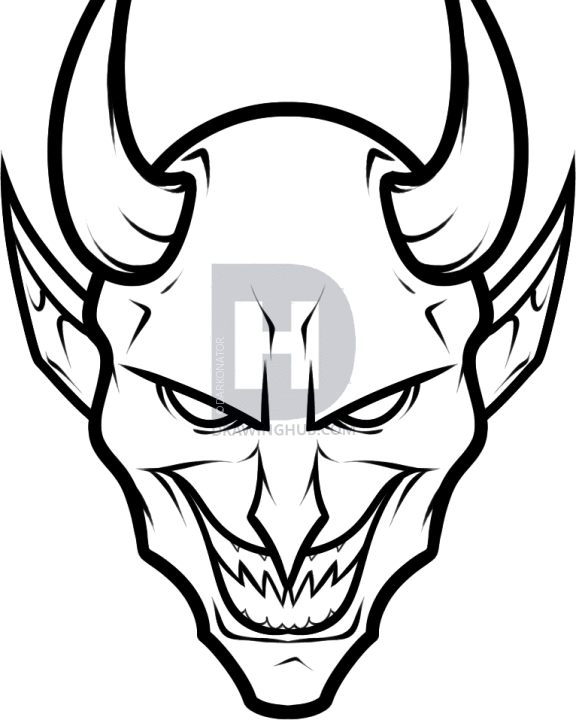 576x720 How To Draw A Devil Face, Step By Step, Drawing Guide, By - Devil Sketch