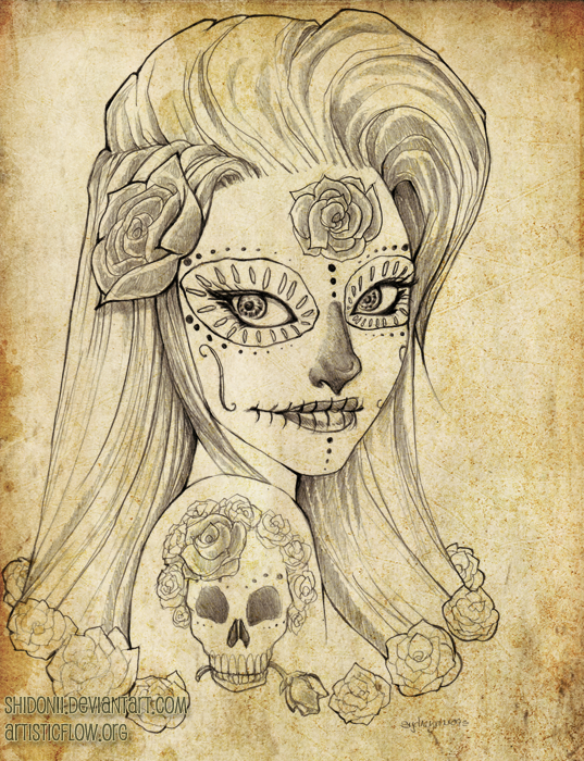 537x700 Dia De Los Muertos Angel By Shidonii - Dia De Los Muertos Sketch