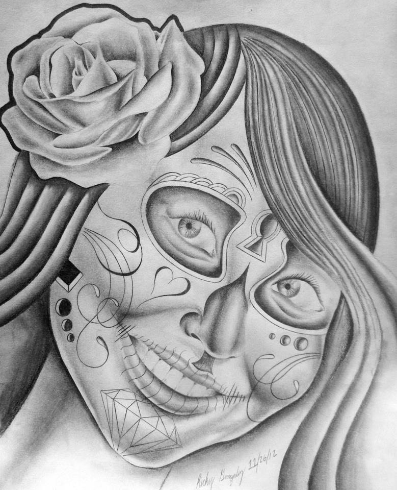 779x960 Dia De Los Muertos Drawing By Rickygonza On Newgrounds - Dia De Los Muertos Sketch